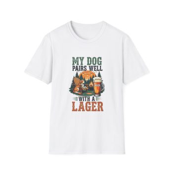 My Dog Pairs Well with a Lager Campfire T-Shirt | Funny Beer Lover Dog Tee