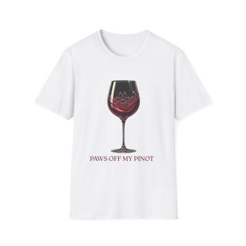 Paws Off My Pinot Wine Glass T-Shirt | Elegant Dog & Wine Lover Tee